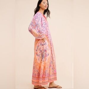 Farm Rio x Anthropologie Mystical Winter Paisley Vibrant Colorful Dress Cotton